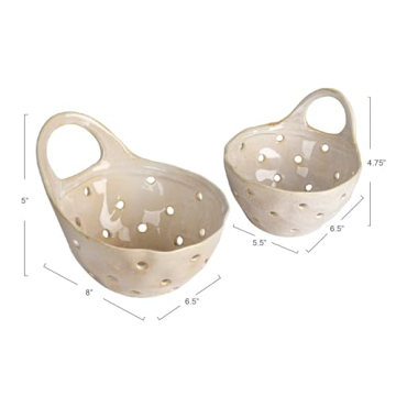 Buy Set of 2 Cream Stoneware Colanders Online