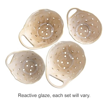 Buy Set of 2 Cream Stoneware Colanders Online