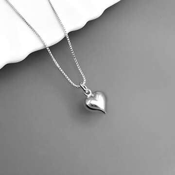 Tiny Delicate and Dainty Sterling Silver Heart Necklace, Girlfriend Gift, Gift for Mom, Daughter Bir...