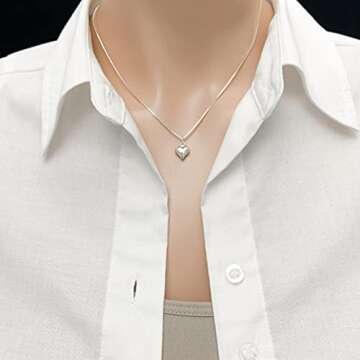 Tiny Delicate and Dainty Sterling Silver Heart Necklace, Girlfriend Gift, Gift for Mom, Daughter Birthday Gift, Best Friend Gift, 18 inches