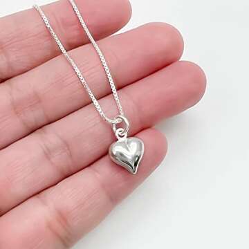 Tiny Delicate and Dainty Sterling Silver Heart Necklace, Girlfriend Gift, Gift for Mom, Daughter Birthday Gift, Best Friend Gift, 18 inches