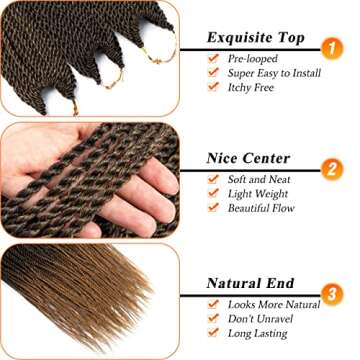 NAYOO Senegalese Twist Crochet Hair - 8 Packs 26 Inch Crochet Hair For Black Women, 35 Strands/Pack Small Twist Crochet Braids Hair Hot Water Setting, Pre-Looped Crochet Braiding Hair(26 Inch, 1B/27)