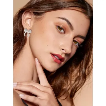Cute Silver Bow Stud Earrings for Women Perfect for Holidays