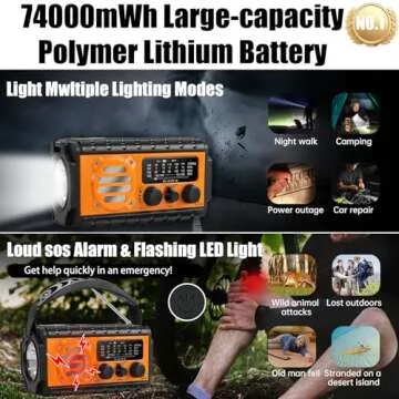QAUYYW Emergency Radio with Solar Battery and Flashlight