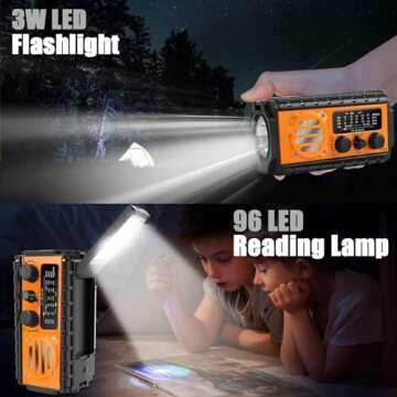 QAUYYW Emergency Radio with Solar Battery and Flashlight
