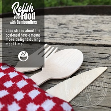 BAMBOODLERS Eco-Friendly Disposable Wooden Cutlery Set
