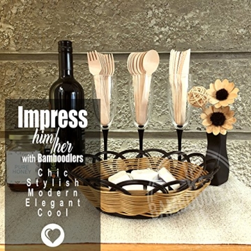 BAMBOODLERS Eco-Friendly Disposable Wooden Cutlery Set