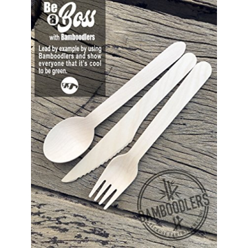 BAMBOODLERS Eco-Friendly Disposable Wooden Cutlery Set
