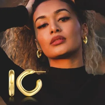 Trendy Chunky Gold Hoop Earrings Set for Women