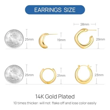 Trendy Chunky Gold Hoop Earrings Set for Women