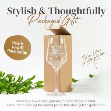 Personalized Monogram Crystal Wine Glass with Your Custom Text - Great Gift for Wedding, Anniversary, Engagement and Bridal Shower (Design 2, 2 pack)