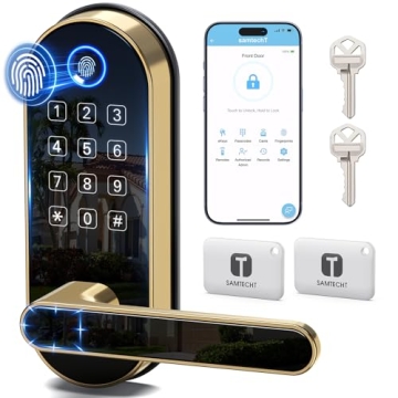 Sifely Smart Lock: Keyless-Entry Fingerprint Digital Door Lock with Code, Biometric Access (Gold)