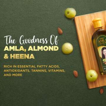 Dabur Hair Oil- Amla Gold, Serum, Almond and Henna - 300 ml - Natural Treatment for Women - Hair Fall Prevention, Scalp Nourishment and Strong