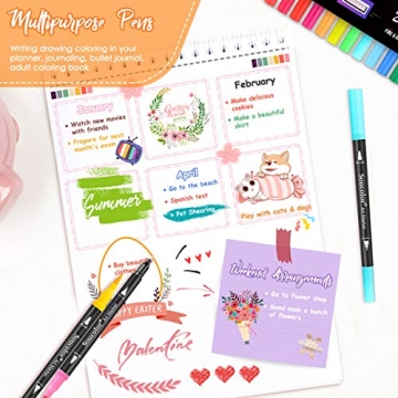 Soucolor 34 Dual-Tip Brush Markers for Art & Calligraphy