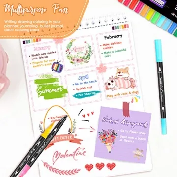 Soucolor 34 Dual-Tip Brush Markers for Art & Calligraphy