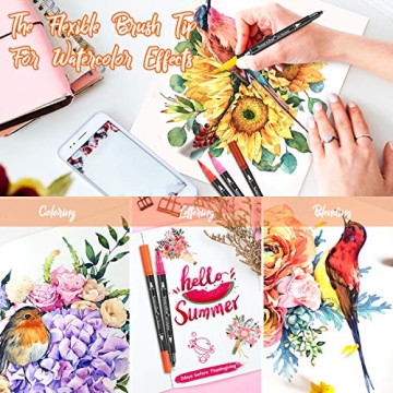 Soucolor 34 Dual-Tip Brush Markers for Art & Calligraphy