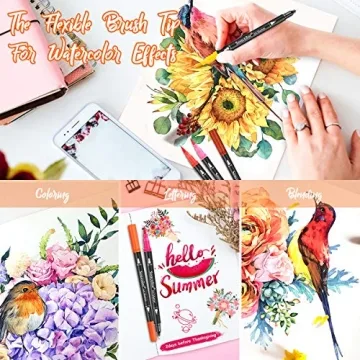 Soucolor 34 Dual-Tip Brush Markers for Art & Calligraphy