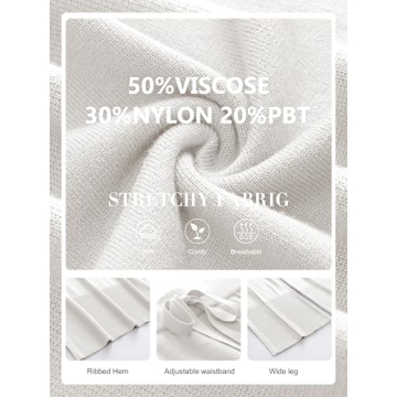 ANRABESS Womens 2 Piece Outfits Oversized Knit Sweater Set Wide Leg Pant Cozy Lounge Matching Pajama Sets 2024 Trendy Clothes White Medium