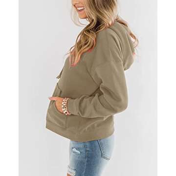 Bingerlily Women's Casual Hoodies Long Sleeve Solid Lightweight Pullover Tops Loose Sweatshirt with ...