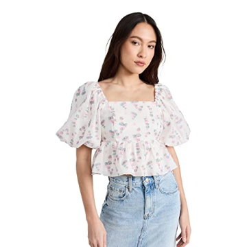 Endless Rose Women's Blouson Sleeve Floral Top - Elegant Style