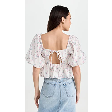 Endless Rose Women's Blouson Sleeve Floral Top - Elegant Style