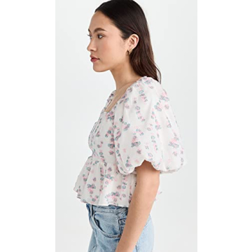 Endless Rose Women's Blouson Sleeve Floral Top - Elegant Style