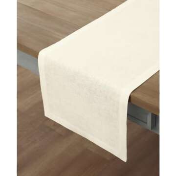 Solino Home Linen Ivory Table Runner 72 Inches Long - Fete, 100% Pure Linen Dining Table Runner 14 x...