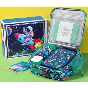 Fimibuke Bento Lunch Box for Kids with Thermos, 3-Compartment 32OZ Snack Lunch Container, Lunch Bag,...