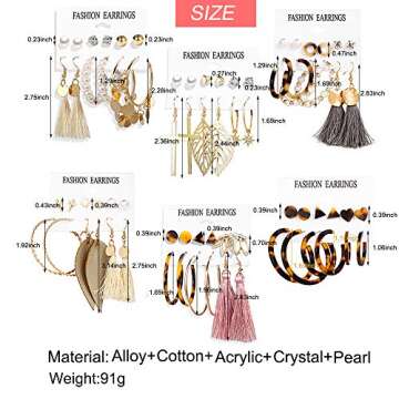 Chic 36 Pairs Boho Earrings Set for Women Stylish Gifts