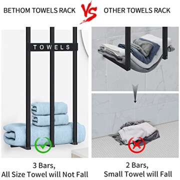 Towel Rack Wall Mounted, Bethom Bathroom Towel Storage, Wall Towel Rack for Rolled Towels Hand Washc...