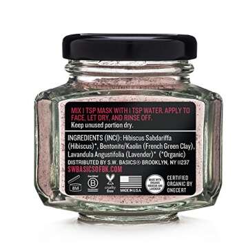 S.w. Basics Hibiscus Facial Mask With Organic Hibiscus French Green Clay & Lavender, 2.5 Oz