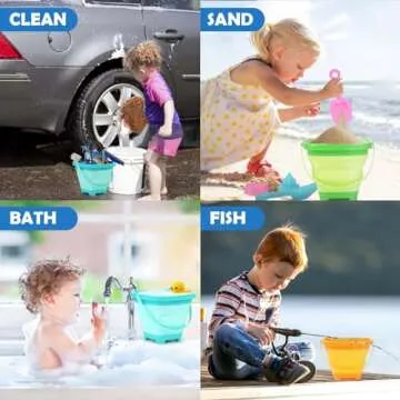 Dreamon Beach Toys for Kids 3-10, Collapsible Sand Toys Include 3 Pack Foldable Buckets with Mesh Bag, 24 PCS Beach Mold and Shovels Molds, Travel Sandbox Beach Toys for Toddler