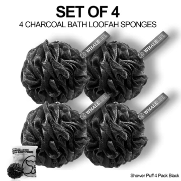 Gentle Bath Sponge Set of 4 with Charcoal Loofahs