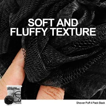 Gentle Bath Sponge Set of 4 with Charcoal Loofahs