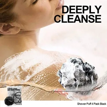 Gentle Bath Sponge Set of 4 with Charcoal Loofahs