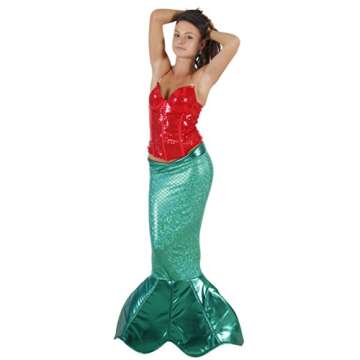 Magical Mermaid Green Sparkle Tail Deluxe Costume (L/XL)