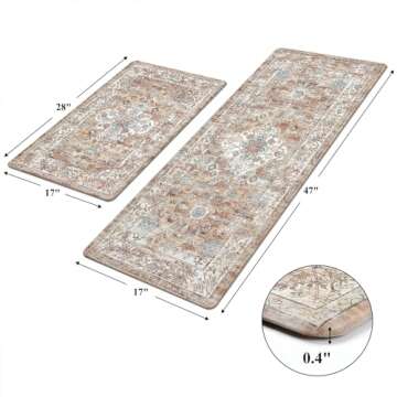 Pauwer Anti Fatigue Kitchen Mat Set of 2 Non Slip Kitchen Mats for Floor Cushioned Kitchen Rugs Comfort Standing Mat Farmhouse Waterproof PVC Foam Kitchen Floor Mat Runner