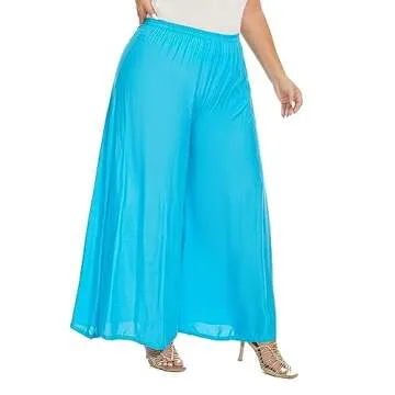 Beautybatik Purple Solid Rayon Women Flowy Loose Palazzo Wide Leg Flare Pants Trouser Plus Size 3X