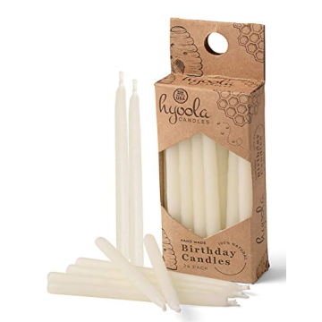 Hyoola Beeswax Birthday Candles – 24 Pack Mini Birthday Candles - All Natural 100% Unscented Pure ...