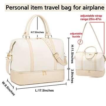 Womens Travel Weekender Bag Oxford Overnight Carry on Luggage Shoulder Duffel Beach Tote Bag with Shoe Compartment