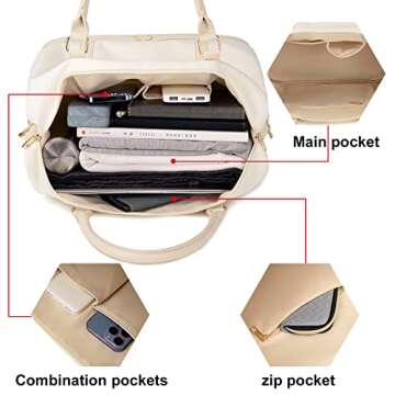 Womens Travel Weekender Bag Oxford Overnight Carry on Luggage Shoulder Duffel Beach Tote Bag with Shoe Compartment