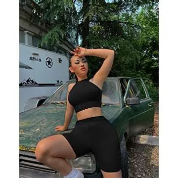 GOBLES Women’s Cute 2 Piece Outfit - Crop Top & Shorts