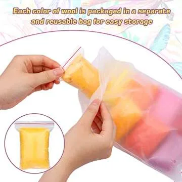 WONVOC Needle Felting Wool 80 g, 8 Colors Nature Wool Roving Yarn, Hand Spinning Wool Roving Wool Yarn for DIY Craft Materials and Felting Wool Craftsmen, 10g/Color (Summer)