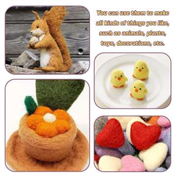 WONVOC Needle Felting Wool 80 g, 8 Colors Nature Wool Roving Yarn, Hand Spinning Wool Roving Wool Yarn for DIY Craft Materials and Felting Wool Craftsmen, 10g/Color (Summer)