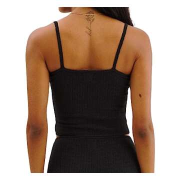 Seyurigaoka Women Y2k 2 Piece Lace Shorts Set Sleeveless V Neck Cami Top with Shorts Pajamas Sets Sleepwear (strap black, M)