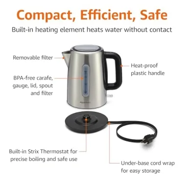 Amazon Basics Glass Carafe Electric Hot Water Kettle