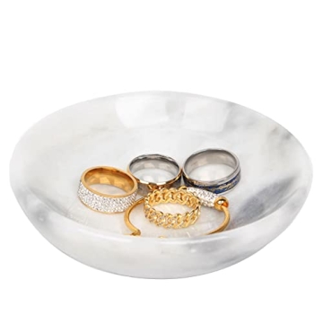 Birthday Gifts for Mom 4.72 Inch Small Decorative Bowl Ring Dish Marble Tray, Jewelry Dish Ring Trin...