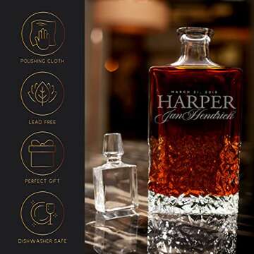 Personalized Whiskey Decanter Set - Custom 5pc Glassware