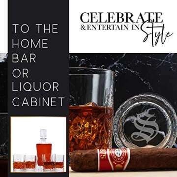 Personalized Whiskey Decanter Set - Custom 5pc Glassware