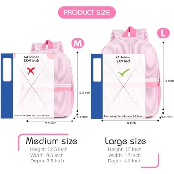 Personalized Toddler Backpack for Girls 5-9 Seersucker